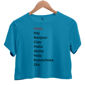 Hello in Different Language Crop Tee for Women’s